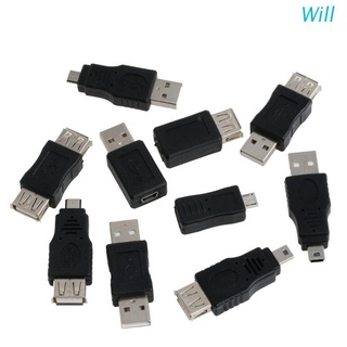 Will อะแดปเตอร์แปลง Otg 5 Pin F/M Mini Usb Micro Usb 10 ชิ้น