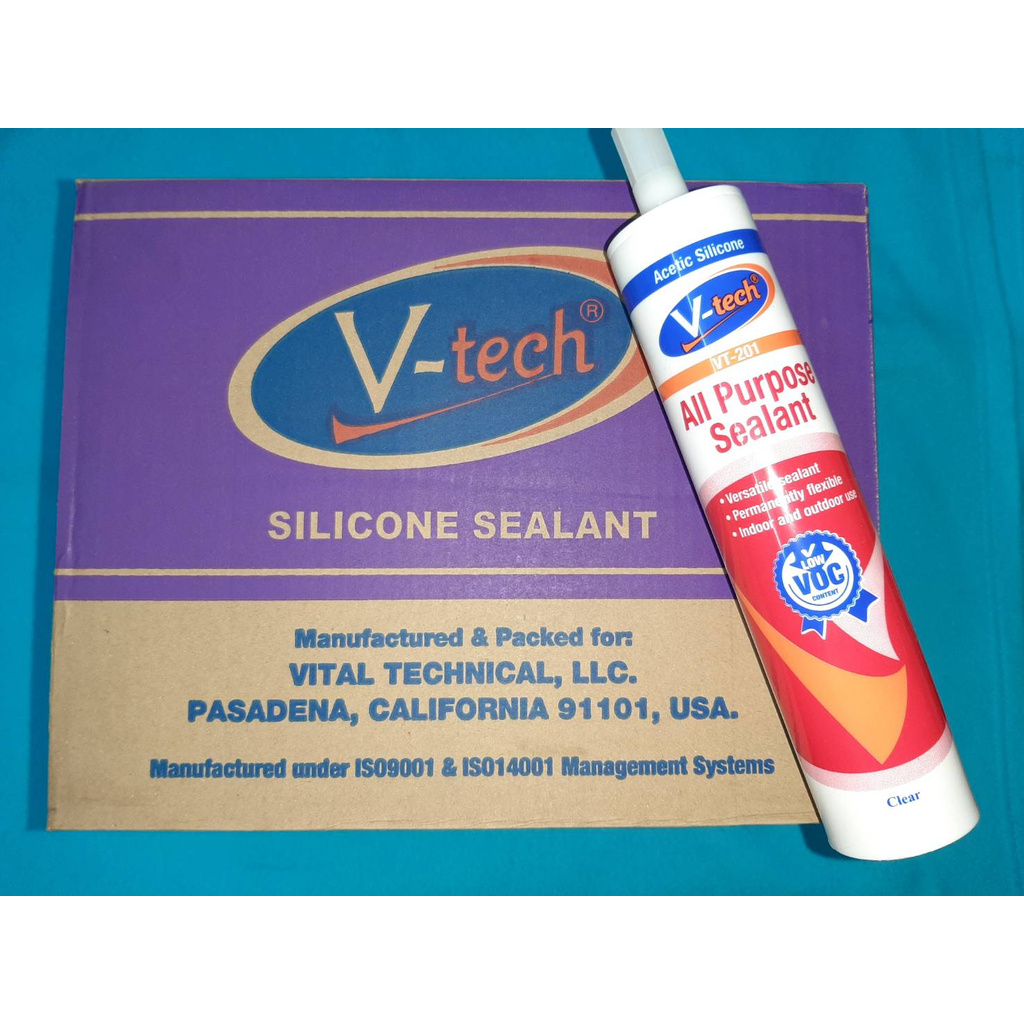 ซิลิโคน สีใสอย่างดี  V-TCEH  VT-201 จำนวน 1 กล่อง (24 หลอด) (GL138N) ใช้ได้กับกระเบื้อง เซรามิค ตู้ป