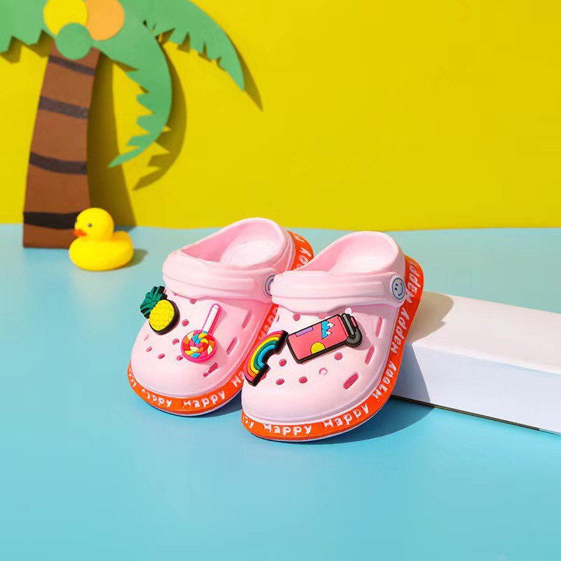 รองเท้าเด็กหัวโต รองเท้าแตะรัดส้น EVA แท้ รูปสับปะรด+สายรุ้ง เบา ใส่สบายเท้าน้อง สีสันสดใส  NO.130 - รูปที่ 5