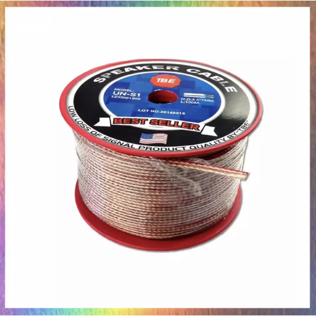 TBE สายลำโพง cable speaker สายลำโพงแบบใส ขนาด O.D 3.5 x 7mm ยาว 100 เมตร รุ่น UN-S1