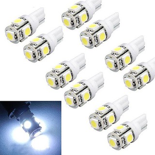 🔥10Pcs W5W 2825 T10 Wedge 5-SMD 5050 ไฟส่องสว่าง LED Xenon ไฟรถยนต์อัตโนมัติ