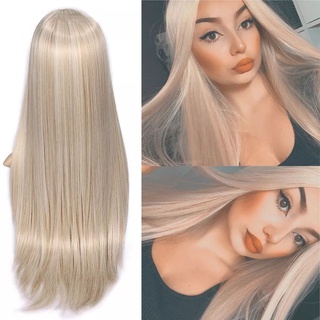 ของขวัญฟรี Ins สไตล์ วิกผมยาว ตรง ธรรมชาติ สีบลอนด์ สีชมพูอ่อน ส่วนกลาง คอสเพลย์ ปาร์ตี้ โลลิต้า สังเคราะห์ วิกผม สําหรับผู้หญิง ทนความร้อน