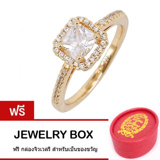 Tips Gallery แหวน เงินแท้ 925 หุ้ม ทองคำ 24K CZ Hearts &amp; Arrows  3 กะรัตรุ่น Celeste Versailles EternityTRS069