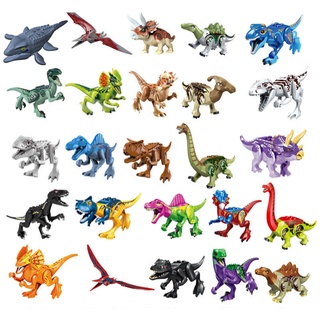 ของเล่นบล็อกตัวต่อไดโนเสาร์จูราสสิก T-Rex Poterosaur Mosaurus Triceratops Beast