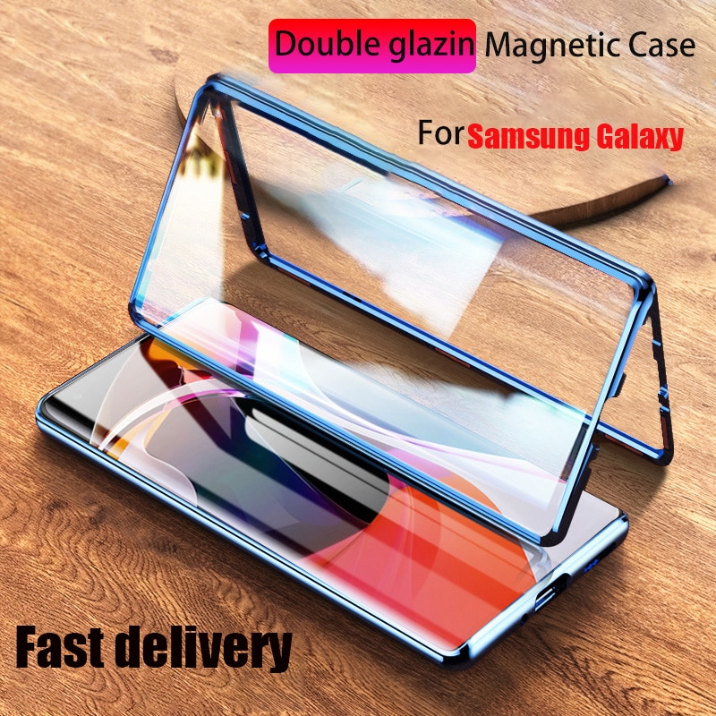 กระจกสองด้านสําหรับ Samsung A16 A70 A70S A22 A32 A12 A52 S24FE 4G 5G ด้านหน้าและหลัง เคสกระจกนิรภัยแ