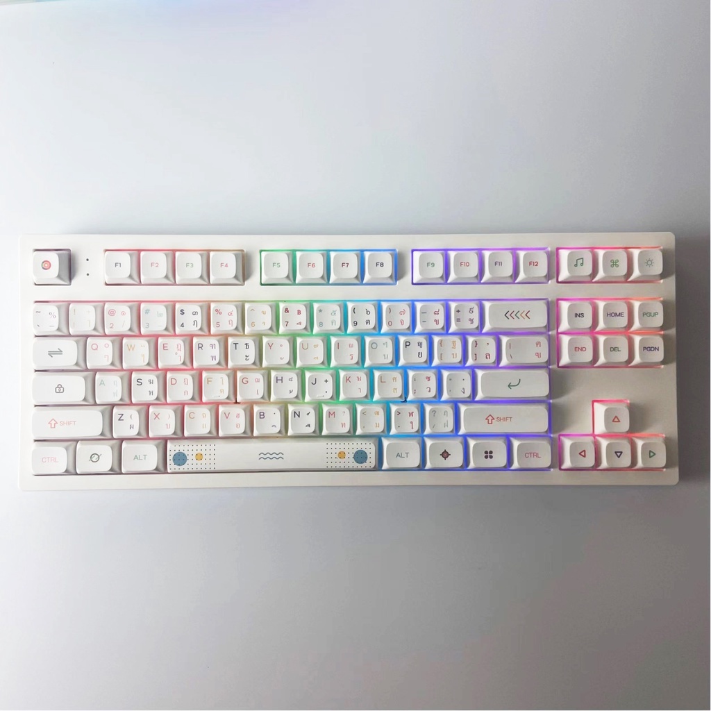 คีย์แคป Neon คีย์ไทย ภาษาไทย Keycaps 122 ปุ่ม XDA Profile Thai ปุ่ม ...