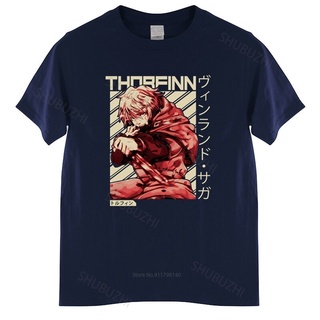 เสื้อยืดผ้าฝ้ายพิมพ์ลายแฟชั่น เสื้อยืดคอกลม ผ้าฝ้าย พิมพ์ลายอนิเมะ Vinland Saga Thorfinn แฟชั่นสําหรับผู้ชาย