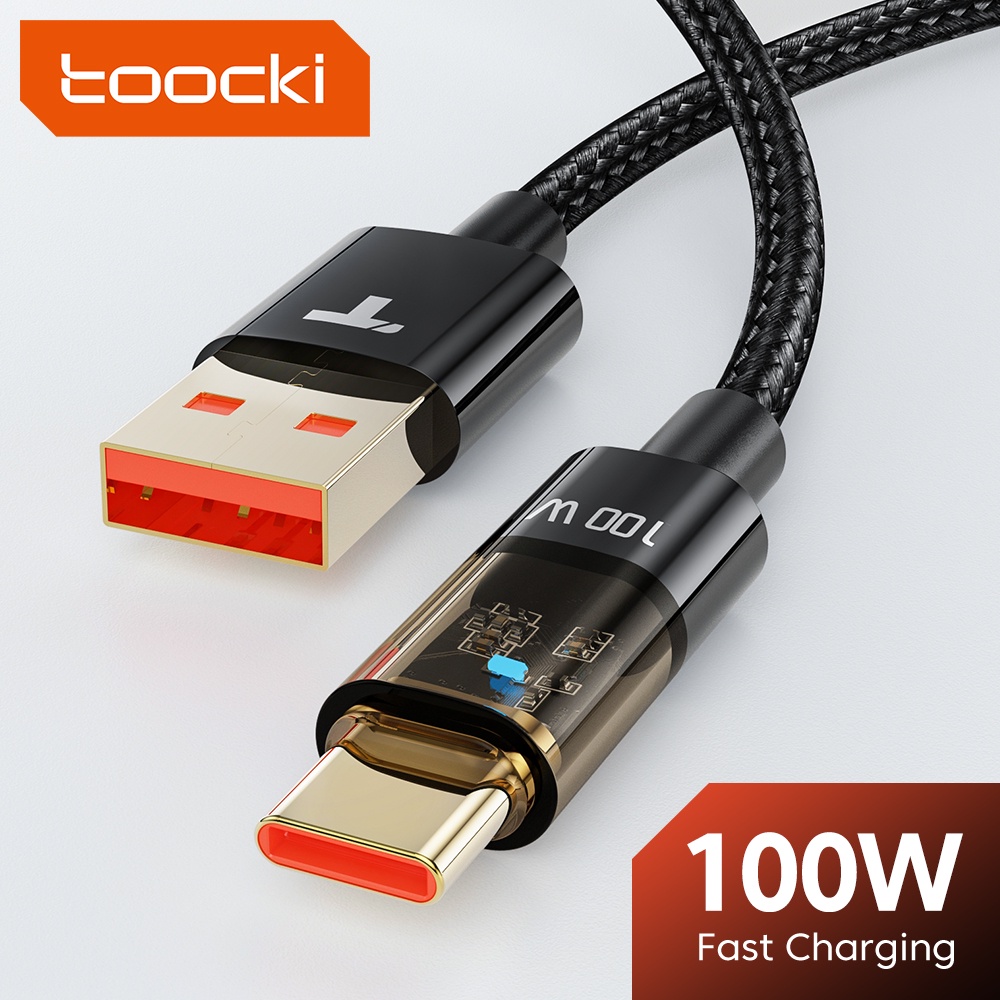 Toocki PD 100W USB To Type C สายเคเบิล Super Fast Charger สายชาร์จ 6A USB Type C Charger ข้อมูลสายไฟ
