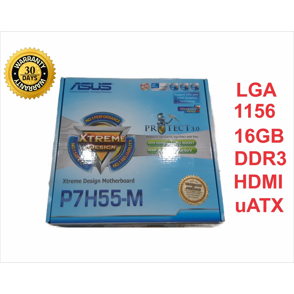 ASUS P7H55-M เมนบอร์ด DDR3 LGA 1156 i3 i5 i7 CPU 16GB USB2.0 VGA HDMI H55 uATX Motherborad