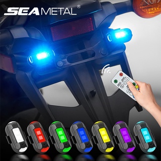 SEAMETAL รถจักรยานยนต์ LED RGB ไฟเตือน Universal Mini ไฟสัญญาณโดรนพร้อมไฟแฟลชคอนโทรลเลอร์ไฟแสดงสถานะ 7 สีไฟนิรภัย