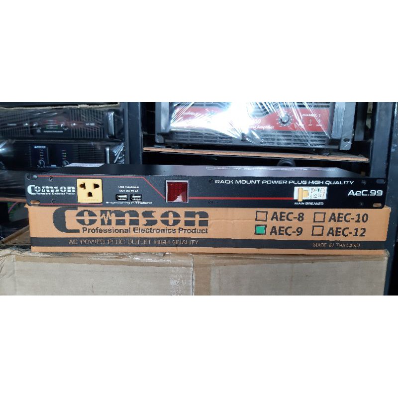 ปลั๊กไฟ COMSON AEC-9ปลั๊กไฟใส่RACK 9ช่อง มีช่องUSB หน้าจอ VกับA 