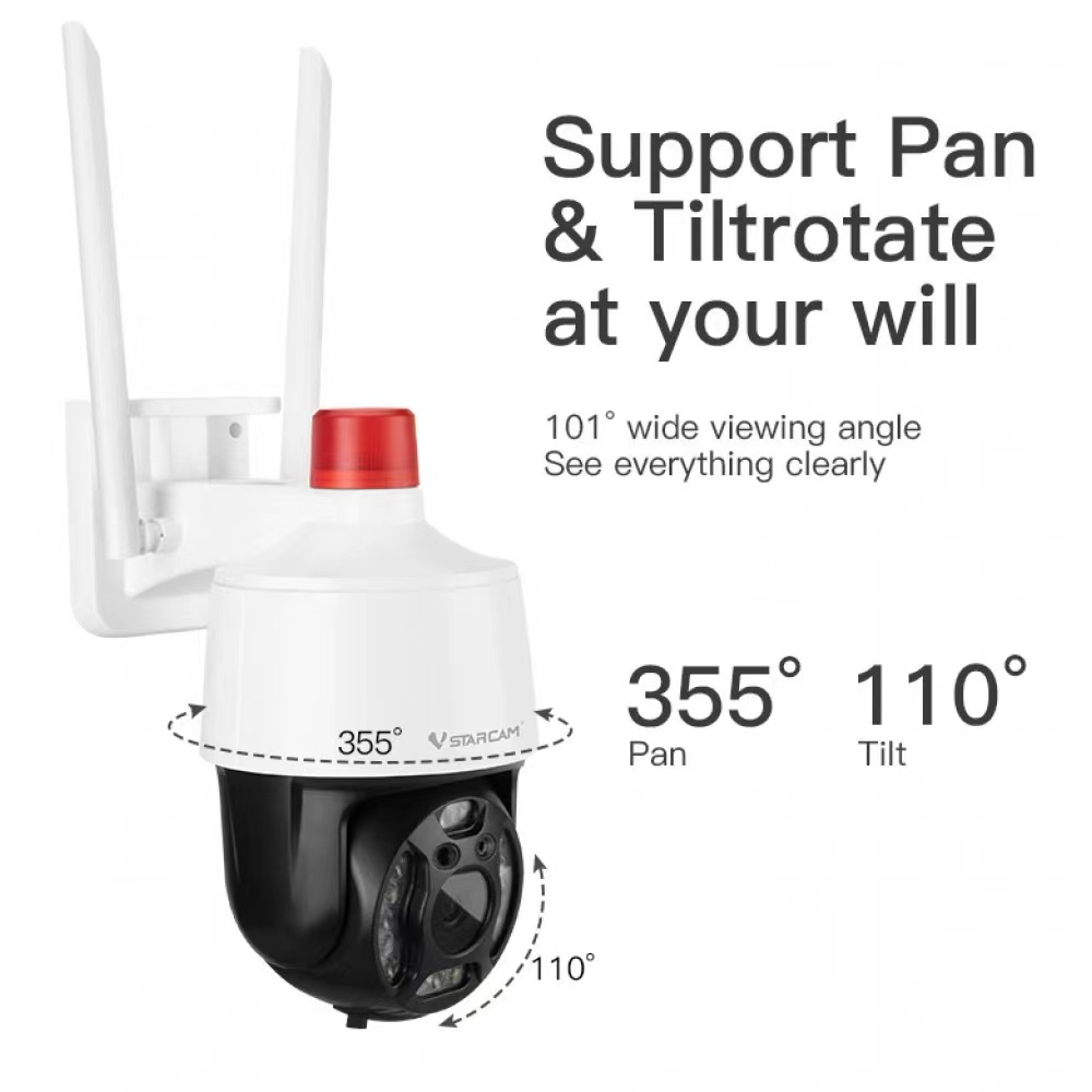 Vstarcam CG668/CG664 ( ใส่ซิมได้ 3G/4G ) กล้องวงจรปิดไร้สาย Outdoor ความละเอียด 3MP(1296P) ภาพสี มีAI+ สัญญาณเตือน