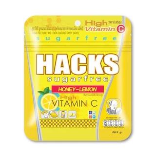 Hacks ลูกอม Sugar free ขนาด 20.5 g. (รสเรกูลาร์ น้ำผึ้งผสมมะนาว และ เมนทอล)
