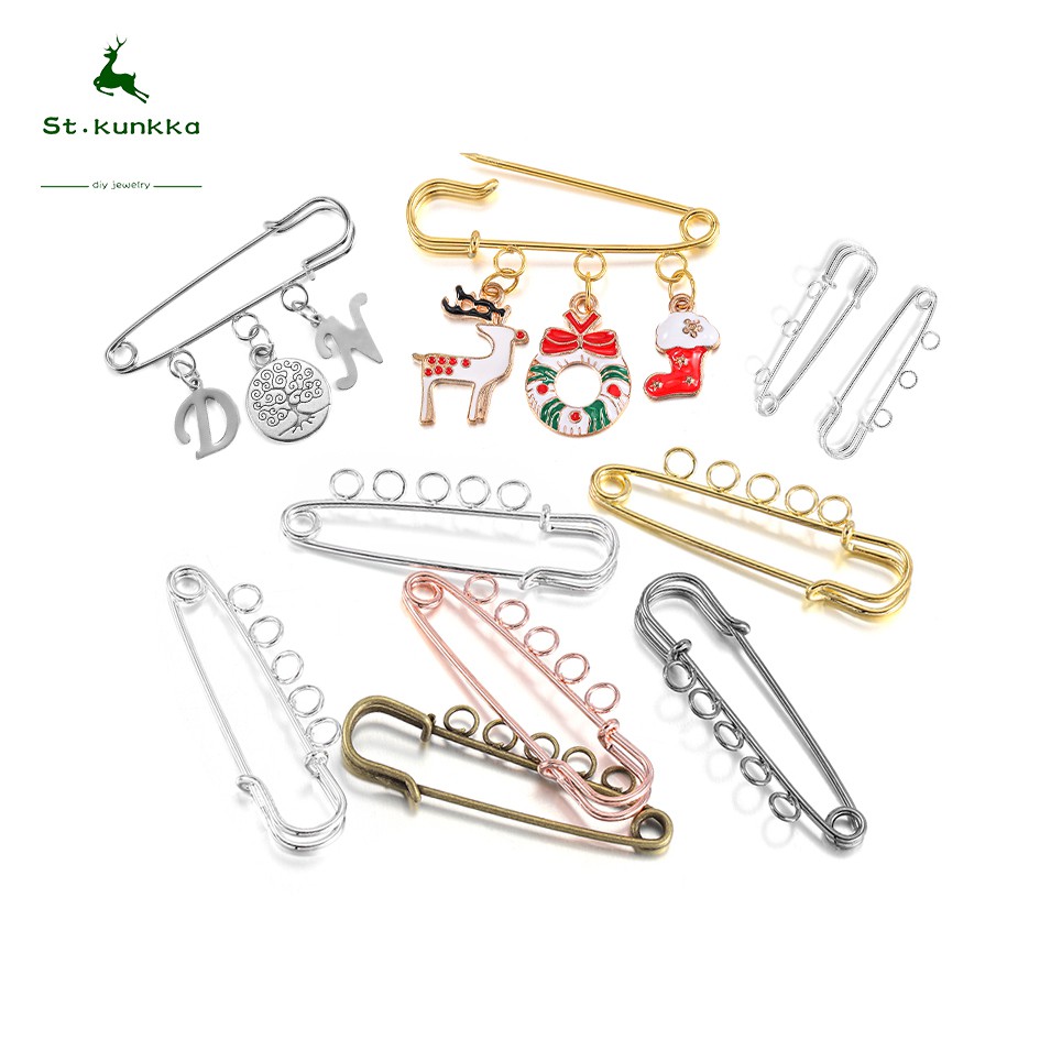 St.kunkka 10 ชิ้น/ชิ้นความปลอดภัย เข็มกลัดฐานที่ว่างเปล่า 50/90 มม. 3/5 แหวนเครื่องประดับ pin สำหรับเครื่องประดับทำอุปกรณ์