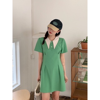 [8235] เดรสสั้นคอปกขาว