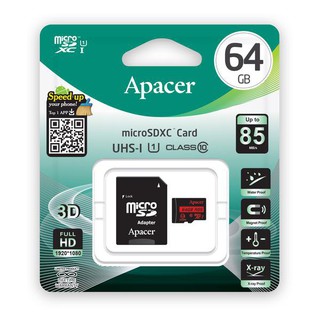 Apacer การ์ด Micro SD ความจุ 16GB /32GB /64GB UHS-I U1รุ่นClass10 R85(สินค้ารับประกัน 1เดือน)