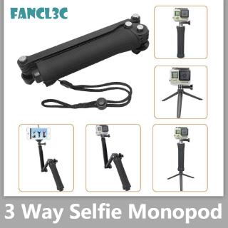 3 Way ไม้เซลฟี่พับได้ ขาตั้ง3ขาในตัว สำหรับโทรศัพท์ และ กล้อง 3 Way Selfie Monopod GoPro Hero 8/7/6/5/4/3+/3 SJCam Xiaomi Yi