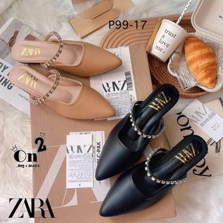 เช็คของก่อนสั่ง รองเท้าZARA รองเท้าเปิดส้น รองเท้าแต่งเพชร คัทชูหัวแหลมเปิดส้น