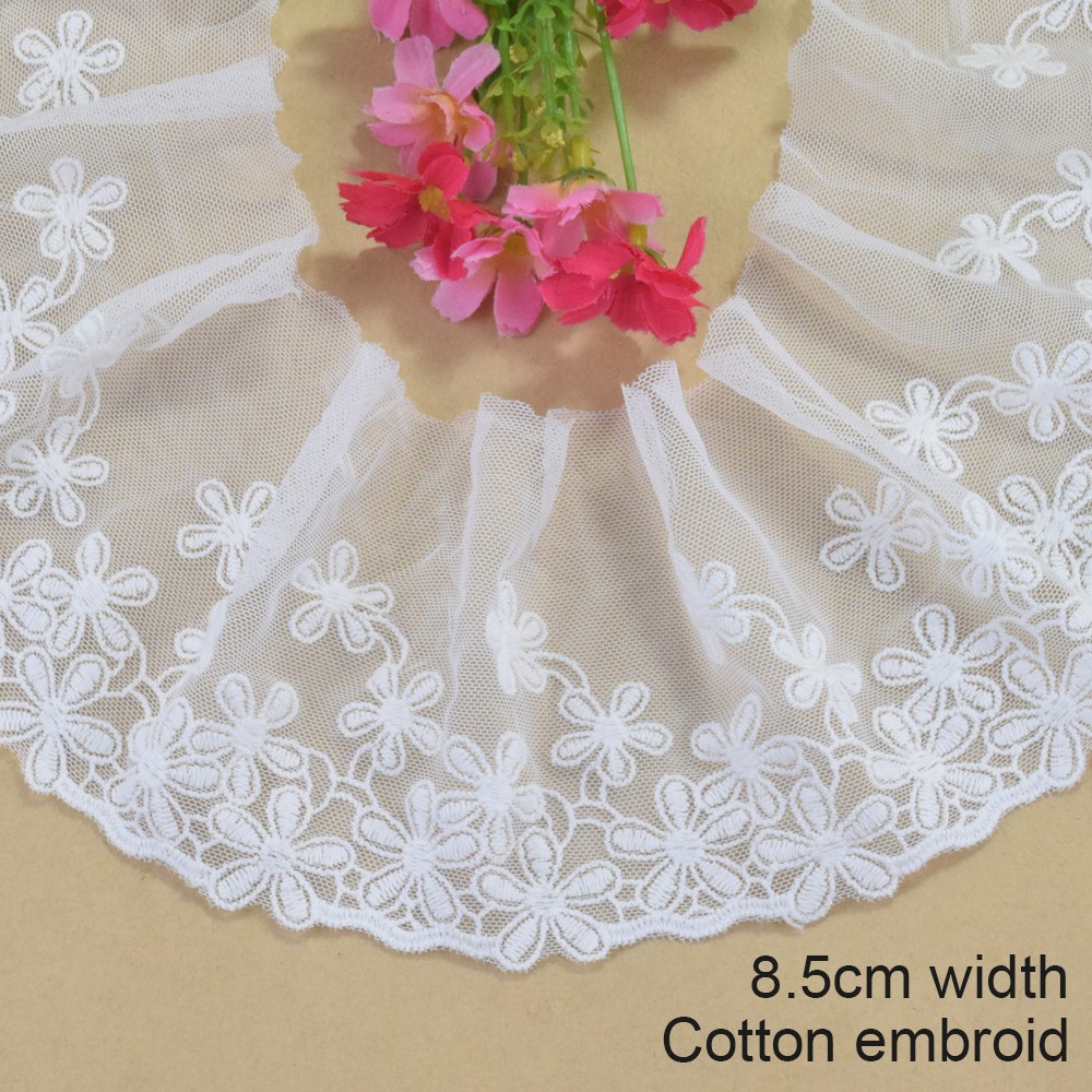 กว้าง 8.5 ซม.ผ้าฝ้ายเย็บปักถักร้อยขอบลูกไม้ลูกไม้ผ้า guipure diy trims มินิเดรสลูกไม้ริบบิ้น garment อุปกรณ์เสริม 4219