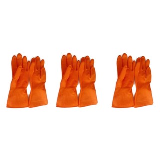 Eagle One Orange Rubber Gloves ถุงมือยาง Size M 3คู่ (สีส้ม)