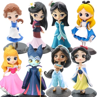Q posket โมเดลตุ๊กตาฟิกเกอร์ Mulan Belle Maleficent Sofia Disney Princess Jasmine