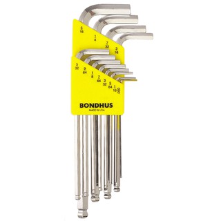 ชุดประแจหกเหลี่ยมตัวแอล หัวบอล สีเงิน BONDHUS 16936 Balldriver L-Wrench Set with BriteGuard finish  บอนด์ฮัส