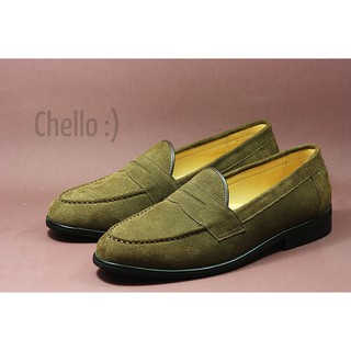 Chello รองเท้าหนัง PENNY LOAFER IN KHAKI SUEDE รุ่น SLU050