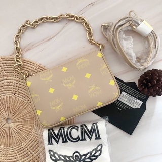 สด-ผ่อน📌แท้💯 Mcm Zip Pouch in Color Splash Logo Leather