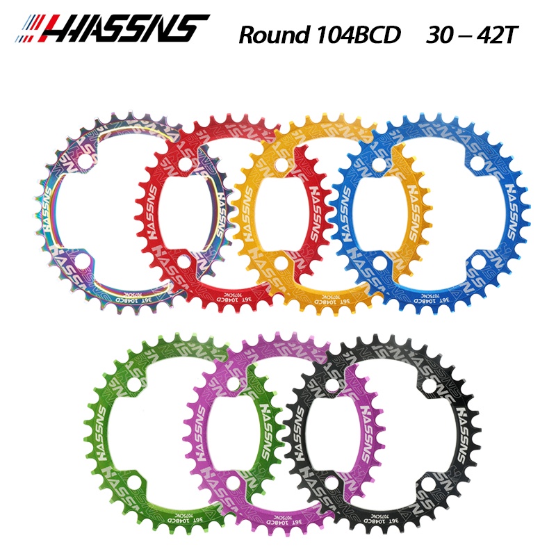 Hassns Chainring 104BCD รอบแคบกว้าง Chainring MTB จักรยาน 32T 34T 36T 38T จักรยาน Crankset