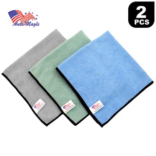 ผ้า ไมโครไฟเบอร์ เนื้อแน่น งานขัดสีรถ 40x40 cm (2 ผืน) MICROFIBER TOWEL น้ำหนักผ้า 340 ก./ตรม.