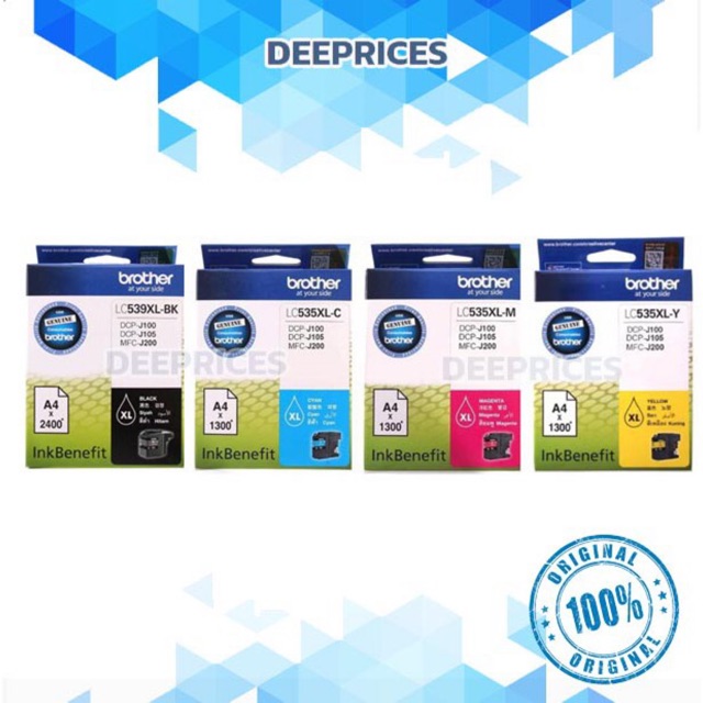 หมึกสี Brother LC539xl/LC535xl Original ใช้กับพริ้นเตอร์ Brother DCP-J100/105, MFC-J200 o6E0