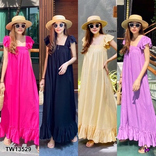 🌈🏖เดรสเที่ยว ไปทะเล Maxi Dress เดรสยาว คอเหลี่ยมสม็อครอบอก แขนระบาย รุ่นนี้คือชิวสุดดดในรุ่นละจ้าา