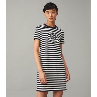 TORY BURCH STRIPED LOGO T-SHIRT DRESS size xs/s/m/l.