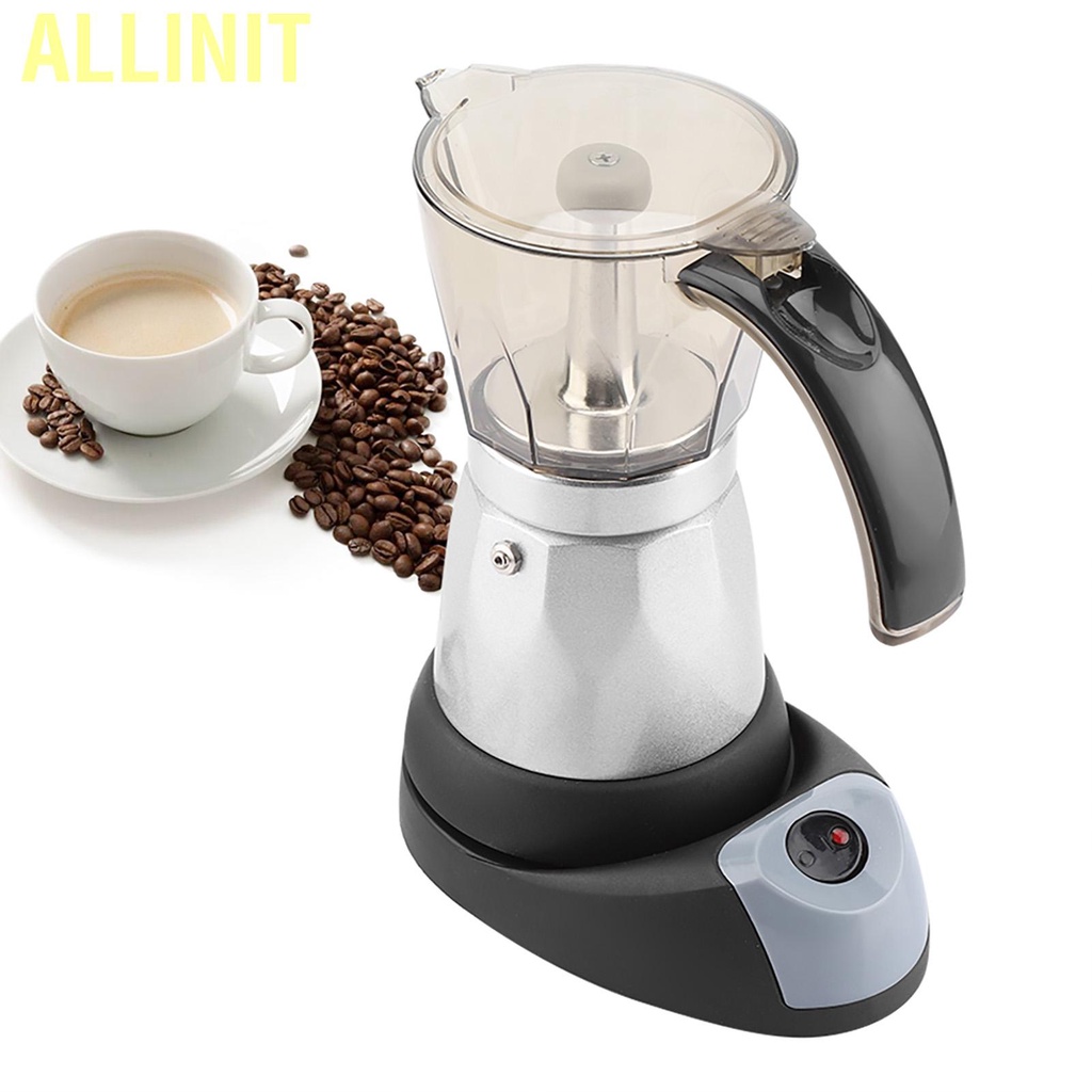 【READY  STOCK】ALLINIT 300ML Electric Detachable Espresso Moka Coffee Maker Pot Espresso pot home office electric heating