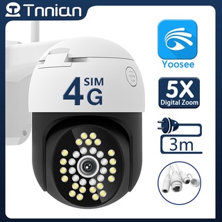 Tnnian กล้องวงจรปิดไร้สาย 5MP CCTV 4G ซิมการ์ด Yoosee กันน้ํา ติดตามอัตโนมัติ 360 PTZ IP 15 เมตร เวอร์ชั่นกลางคืน กล้องวงจรปิดรักษาความปลอดภัย