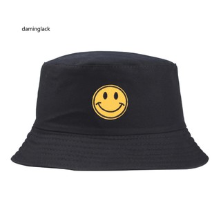 DMGK_Smiley Face Embroidered Folding Fisherman Sun Hat Outdoor Men Women Bucket Cap