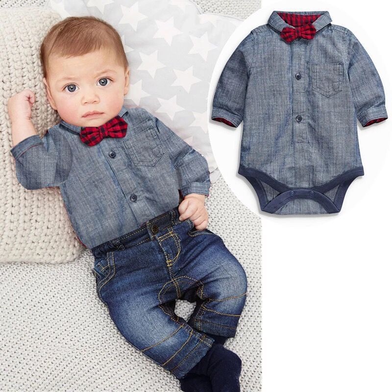 In StockSpring Baby Boys Clothes Bow Tie RomperJean 2pcs set for boys