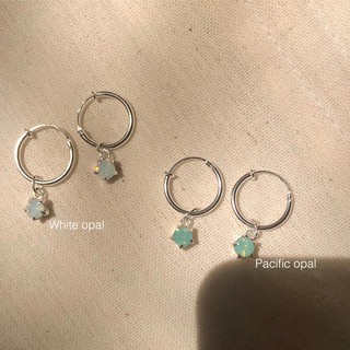 SissyJewelry // ต่างหูเงินแท้ ต่างหูห่วง ประดับ พลอยกลม 4mm