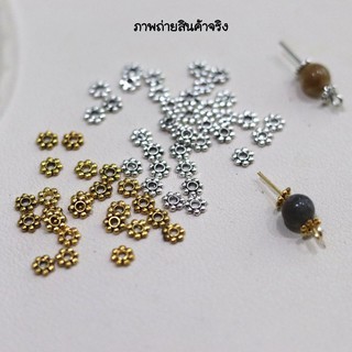 ลูกปัดธิเบต ตัวคั่น 4mm. ลายดอกไม้ ตัวคั่นแบน 50ชิ้น เครื่องประดับ