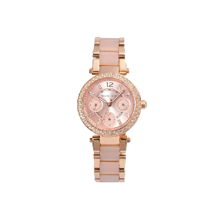 MICHAEL KORS นาฬิกาข้อมือผู้หญิง รุ่น MK6110 Mini Parker Multi-Function Rose Blush Acetate - Rose Gold