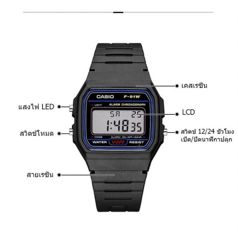 นาฬิกาข้อมือ Casio แท้ สายเรซิ่น รุ่น F-91W Digital นาฬิกาผู้ชายคาชิโอ นาฬิกาผู้หญิง casioนาฬิกาเด็ก