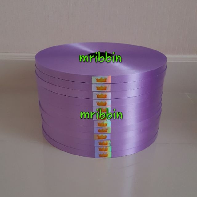 ริบบิ้นตรามงกุฎเนื้อทราย สีม่วงอ่อน เบอร์ 2