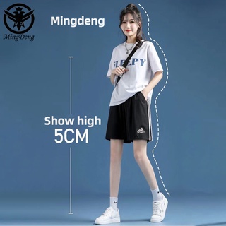 เทรนด์สีดำบางสุทธิสีแดงสบายๆห้าจุดกางเกงกีฬากางเกงขาสั้นผู้หญิงฤดูร้อนหลวมเอวสูงด้านนอกสวมใส่วิ่ง