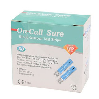 แผ่นตรวจน้ำตาล oncall sure 50test  สตริปตรวจเบาหวาน oncall sure ประเทศเยอรมัน