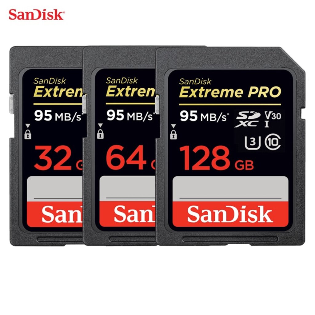 Sandisk Extreme Pro SDXC U3 V30 เมมโมรี่การ์ดสำหรับกล้อง DSLR สำหรับถ่ายภาพนิ่ง วิดีโอ 4K