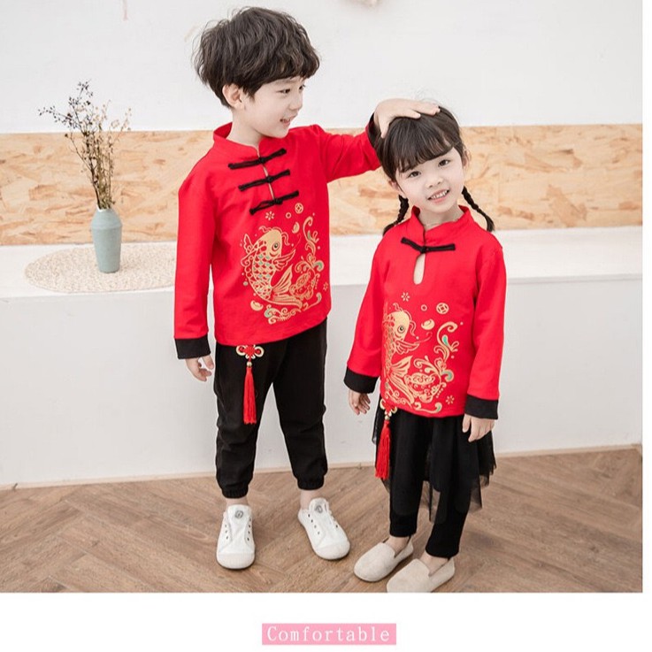 ชุดจีนเด็ก แขนยาวลายมังกร เกรดพรีเมี่ยม ไซส 100-180 พร้อมส่งค่ะ