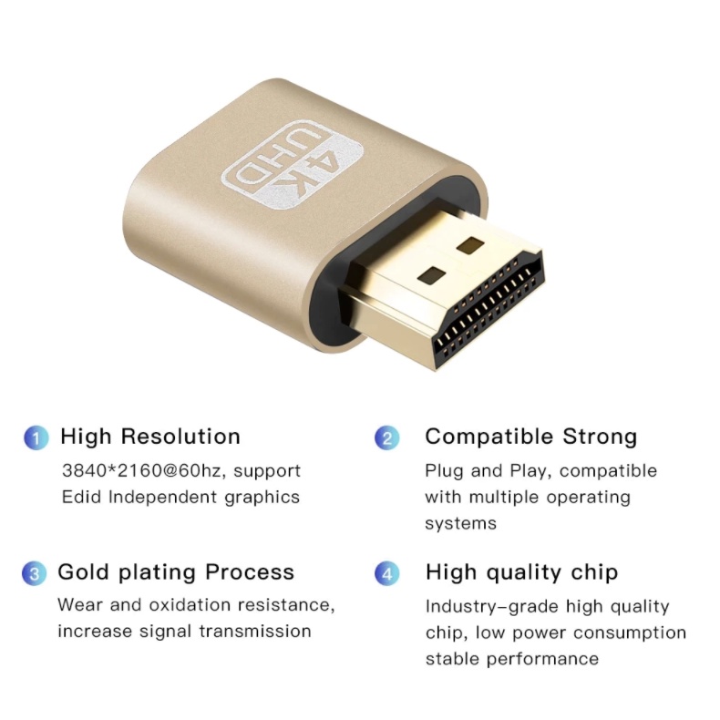 HDMI HDMI เสมือนอะแดปเตอร์ Led คำแนะนำ4K HDMI Dummy โกง Virtual ปลั๊ก3060สำหรับ Bitcoin กองทุนอีทีเอฟ Mining