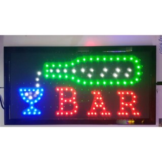 ป้ายไฟ LED สติ๊กเกอร์ #Bar + ขวด ใช้กระแสไฟ 220 โวลท์ เสียบปลั๊กไฟบ้าน