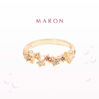 MARON - Nine Lucky Stars Eternity Ring ชุบ Beige Gold แหวนดาวนพเก้า เสริมดวง เงินแท้925