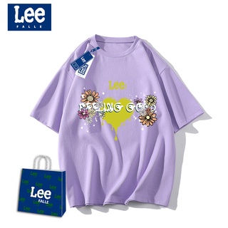 [S-5XL] เสื้อยืด พิมพ์ลายตัวอักษร LEEfalle แฟชั่นฤดูร้อน สไตล์ตะวันตก